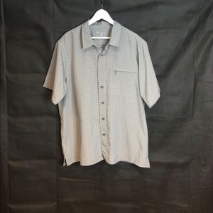 EDDIE BAUER SPORT SHORT SLEEVE DARK GREY CASUAL BUTTON DOWN SHIRT EUC SZ XL